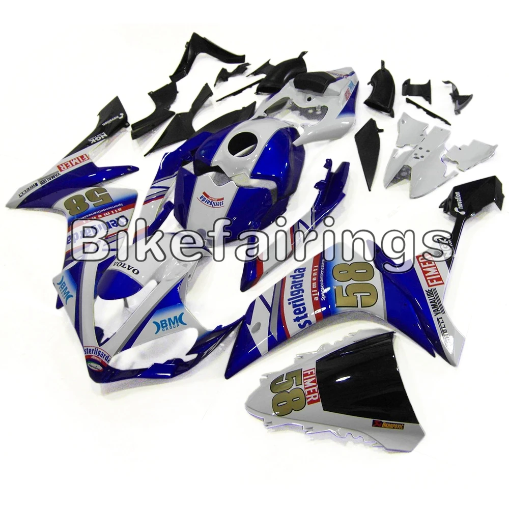 Полный комплект обтекателя Для Yamaha YZF1000 R1 2007 2008 YZF R1 07 08 ABS пластиковые детали для мотоцикла кузов 58 блеск для губ сине-белые