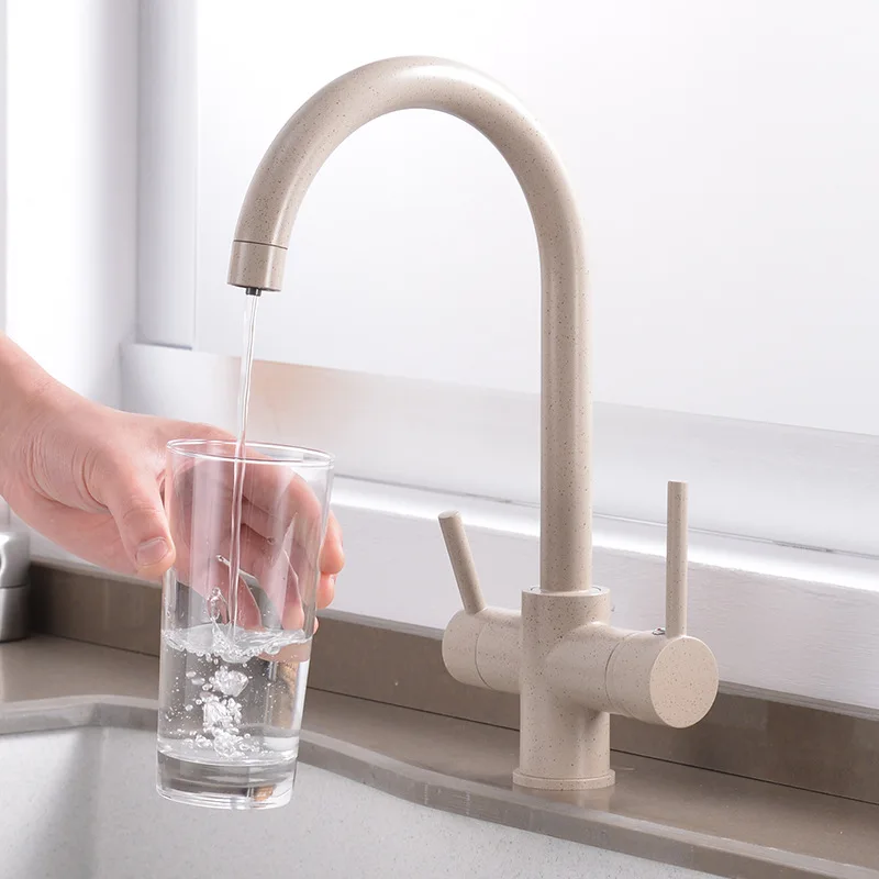 

2021 New Filter Kitchen Faucet Drinking Water Chrome Deck Mounted Mixer Tap 360 Rotation Pure Water Filter Kitchen Sinks Taps
