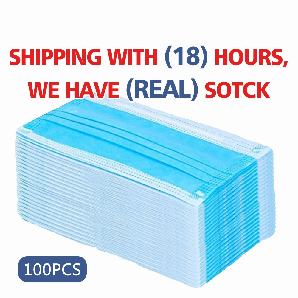 

DROPSHIPPING 100pcs 50pcs Disposable Anti dust mask mouth korean blue Face Mask Masks 3 Layer Non Woven Disposable protective