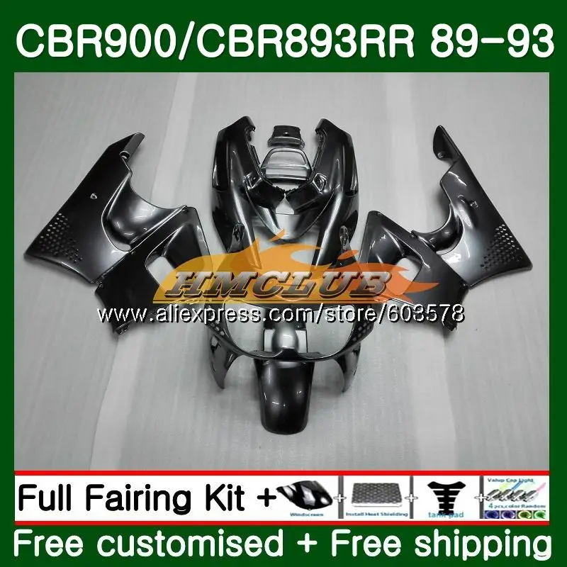 Корпус для HONDA CBR900RR CBR 893RR 1989 1990 1991 1992 1993 92CL. 60 черный глянец CBR900 CBR893 RR CBR893RR 89 90 91 92 93 обтекатель - Цвет: No. 1
