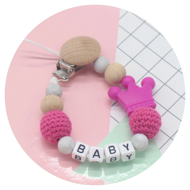 New DIY Baby Teethers Food Grade Beech Silicone Pacifier Chain Clip Holder Chain Silicone Pacifier Chain Teether Toy for Newborn
