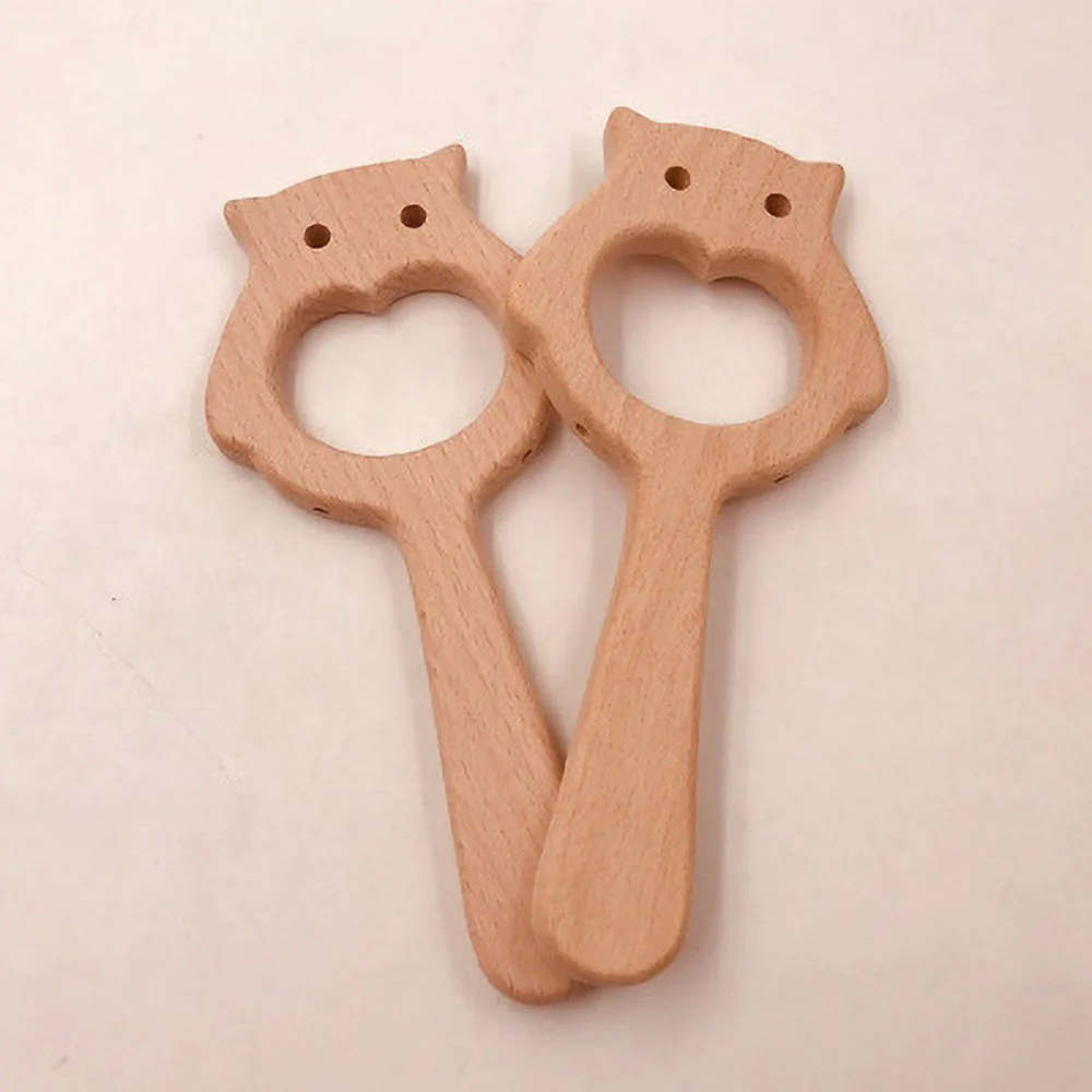 DIY Baby Wooden Molar Toy Baby Rattle Owl Rattle Molar Accessories