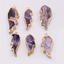 purple wing agates Druzy pendulum natural Purple Natural Stone Pendant purple agates Necklace Women Healing Chakra Jewelry DIY