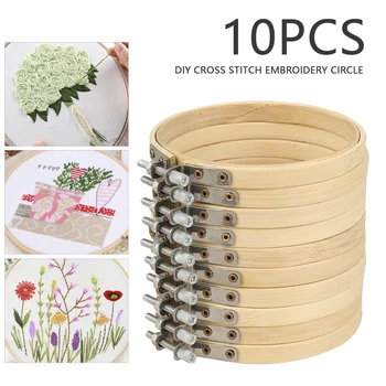 

Cross Stitch Hoop Wooden Practical Embroidery Hoops Bamboo Circle Cross for Embroidery Needlecraft Wall Decoration 10PCS 10CM