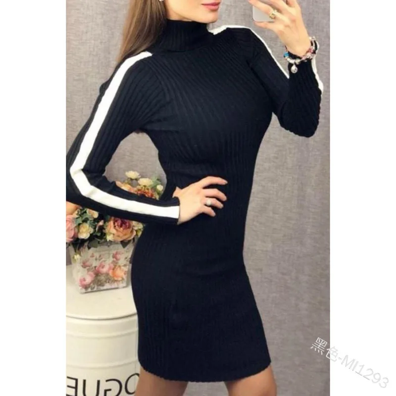 Осенне-зимняя одежда для беременных 5XL платье трапециевидной формы с высоким воротником для беременных женщин трикотажные контрастные платья сохраняющие тепло Топы
