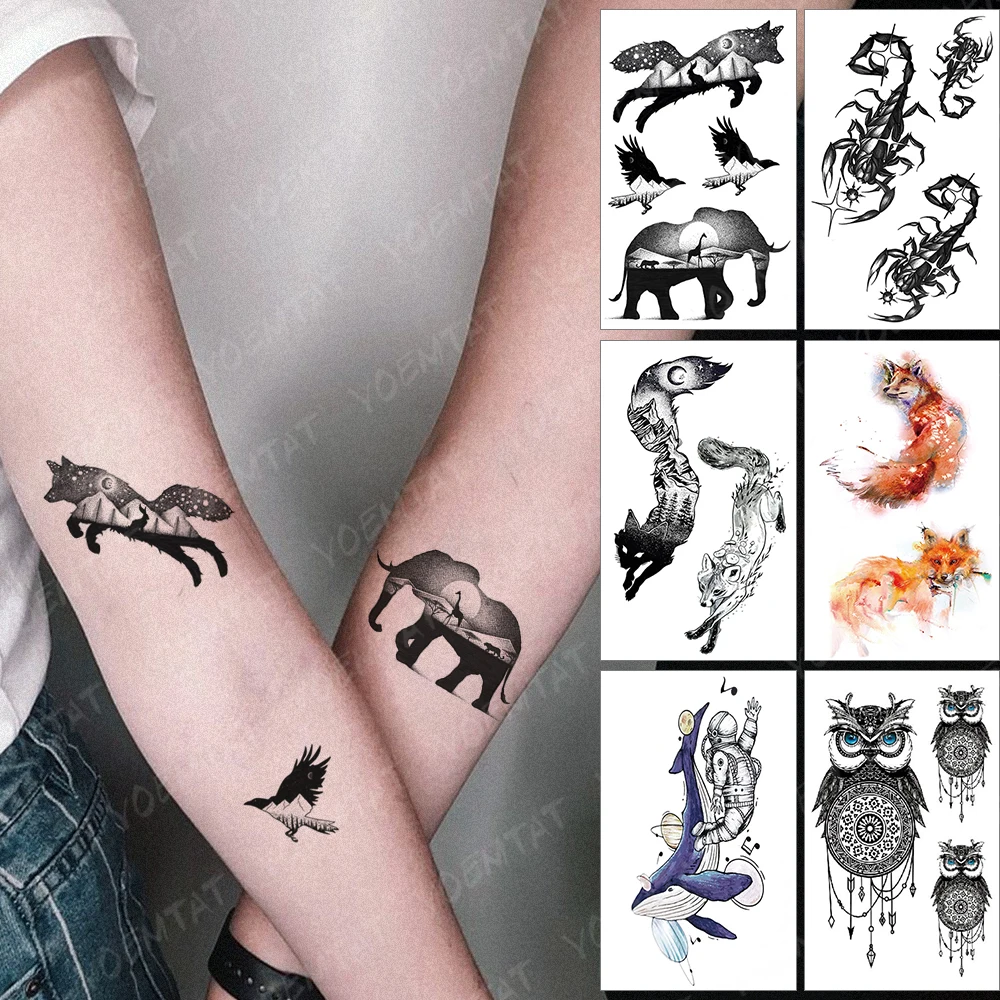 Buy Temporary Tattoo Sheets Indian Elephant Mermaid Owl  Pussy Online in  India  Etsy