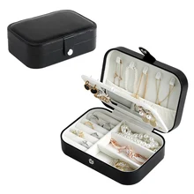 

Casegrace Mini Travel Jewelry Organizer Box Double-Layer Girl Gift Storage Case Portable PU Leather Earrings Jewellery Organizer