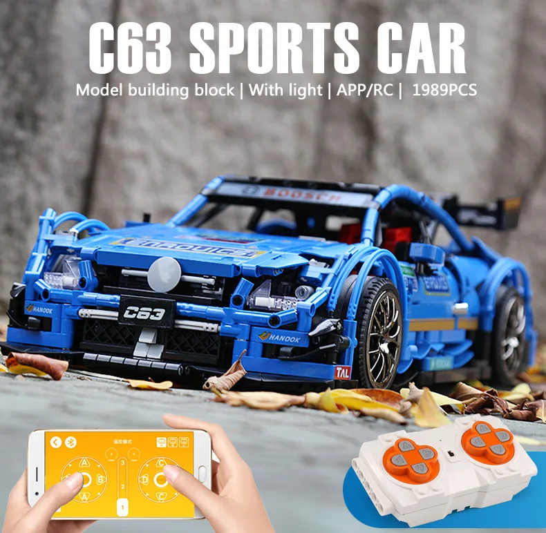 Blocos de Construção Técnica Motor Carro Compatível Moc-6687 C63 Velocidade Conjunto Tijolos Controle App rc Crianças Brinquedo Presente 20005 Dhl 8 c63 velocidade carro conjunto blocos de construção