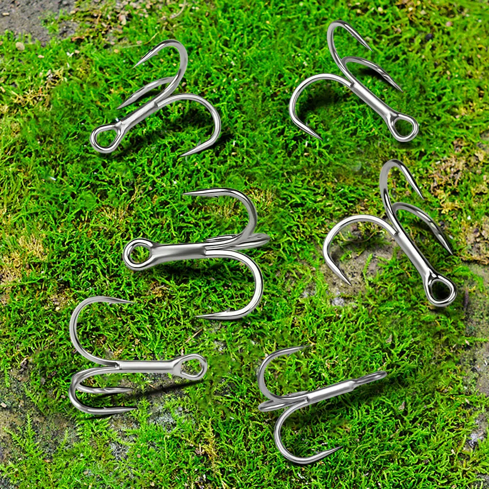 PROBEROS 100PCS Treble Hooks 18-16-14-12-10-8-6-4-2-1-1/0-2/0-3/0-4/0-5/0#  High Strength Hooks High-Carbon Steel Saltwater Pesca