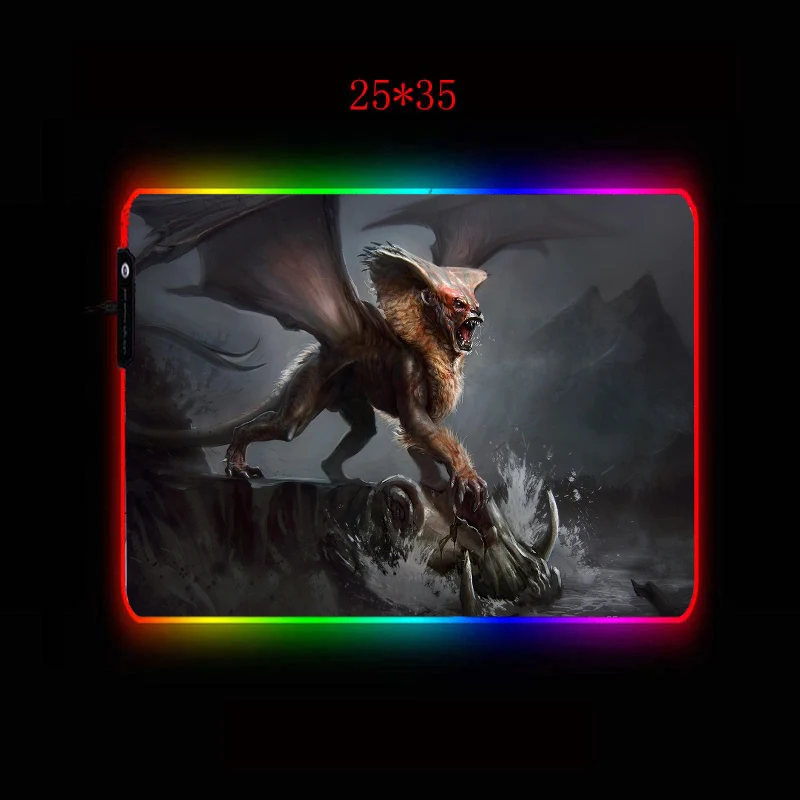 Mairuige Multicolor RGB Gaming Mouse Pad Cold Light LED Color Lock USB Bat and Lion Beast 3