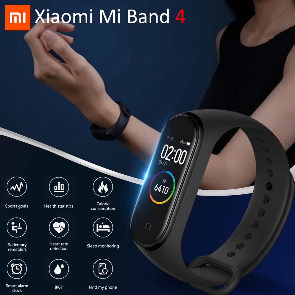 Глобальная версия Mi Band 4, смарт-браслеты Miband 4, браслет, пульсометр, фитнес, 135 мА/ч, цветной, Bluetooth 5,0, спортивный, водонепроницаемый браслет