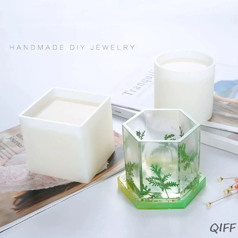 Silicone Mold DIY Pen Holder Epoxy Resin Tools Desk Organizer Decoration Storage Stationary Molds Square Round Hex Geometric Jew