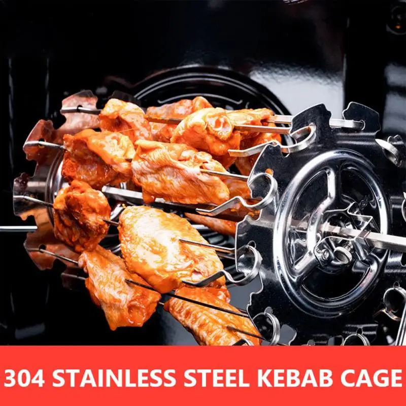 BBQ Kebab Cage Rotisserie Skewer Stainless Steel Forks Spit Charcoal Chicken Grill For Roaster Oven DIY Camping Cooking Tool HOT