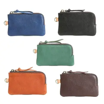 

Fashion Unisex Portable PU Leather Small Coin Purse Men Women Casual Card Key Ring Wallet Pouch Mini Purse Zipper Change Bag