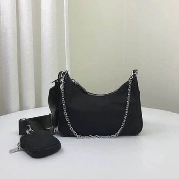 

Black Shoulder bag 2020 women fashion designer handbags Top quality crossbody bags Chains Nylon Bag Black