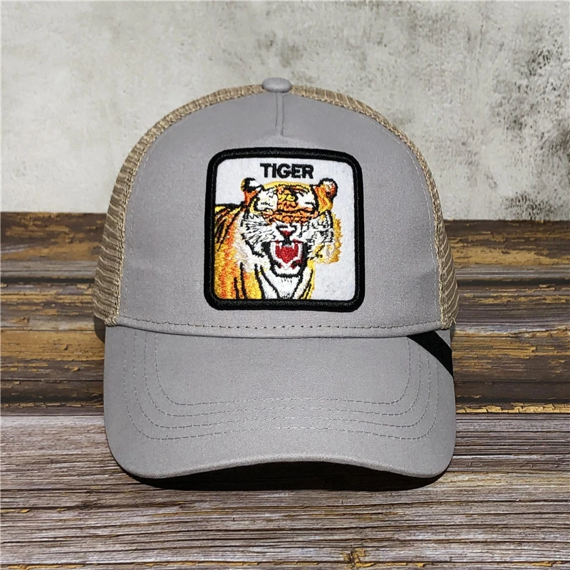 gray TIGER Goorins/Высококачественная летняя камуфляжная кепка для водителя грузовика, сетчатая бейсболка, хип-хоп кепки для мужчин и женщин, бейсболка с вышивкой животных - Цвет: gray TIGER