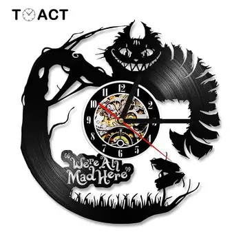 

Alice in Wonderland Wall Clocks Vinyl Record LED Wall Clock Modern Design 3D Cartoon Creative CD Record Hanging Watch Home Decor