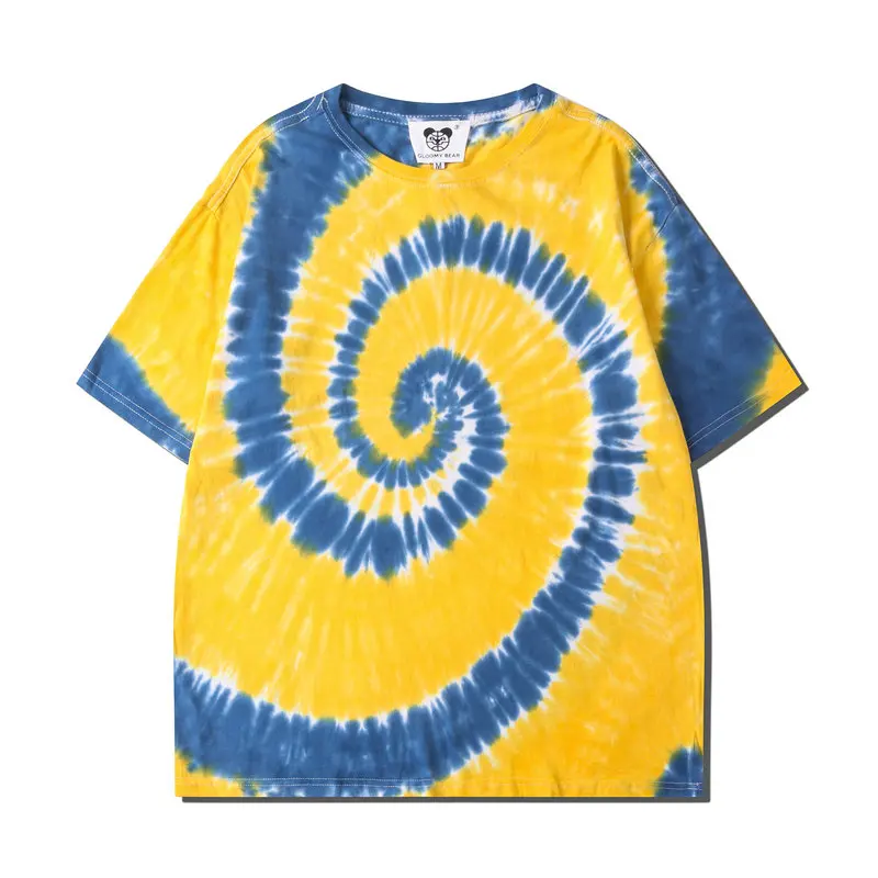 

Mens Tie Dye T-shirt 2020 Summer HipHop Unisex Round Neck Irregular Pattern Tshirts 100%Cotton Loose Oversize Couple Tee Shirts