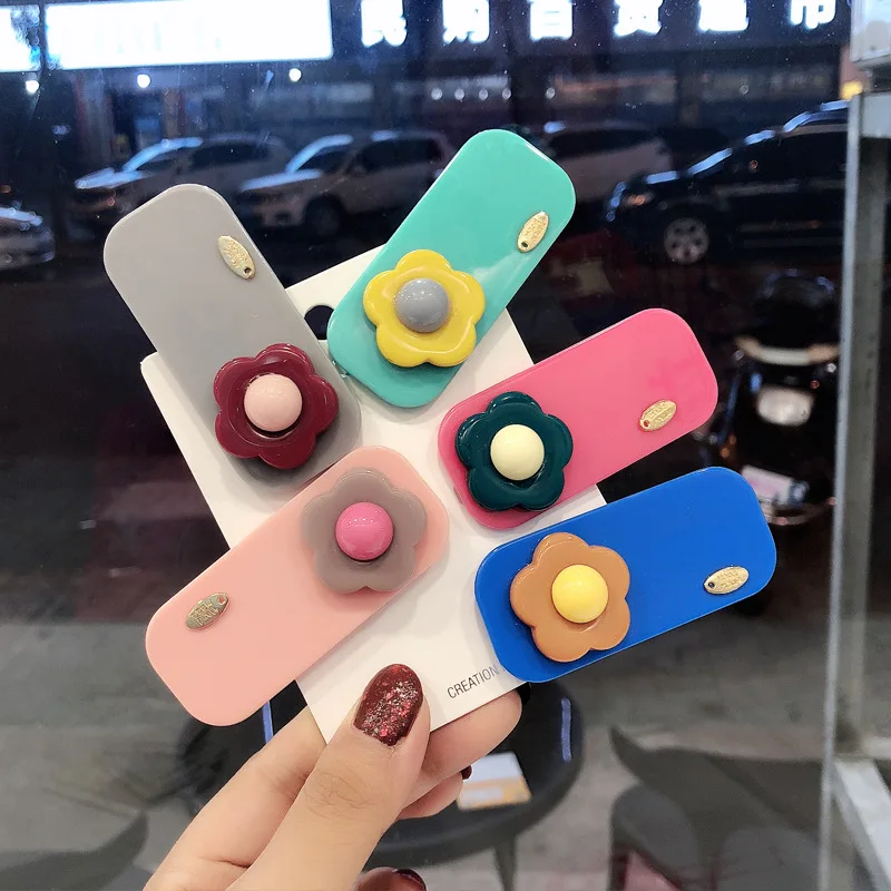 

1pc 2020 new Ins Korean Candy Color Acrylic Geometric Duck Hairpins flowers cute Hairpin for girls fashion hair accessories
