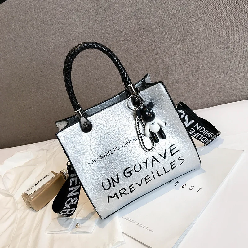 Сумка женская новая сумка на плечо в европейском и американском стиле письмо в стиле ретро сумка-мессенджер роскошные сумки женские дизайнерские сумки - Цвет: Silver
