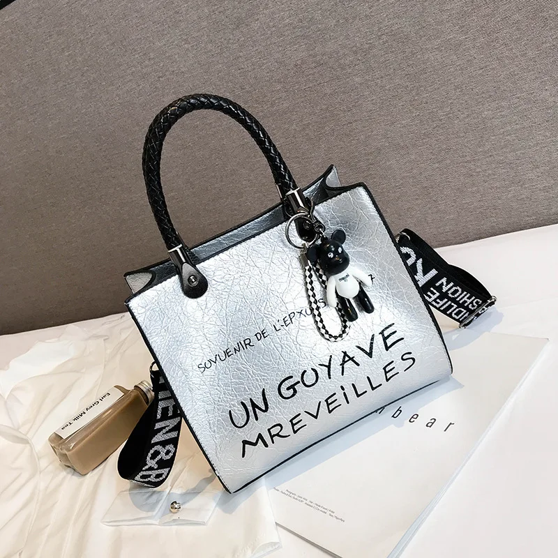Silver Сумка женская новая сумка на плечо в европейском и американском стиле письмо в стиле ретро сумка-мессенджер роскошные сумки женские дизайнерские сумки - Цвет: Silver