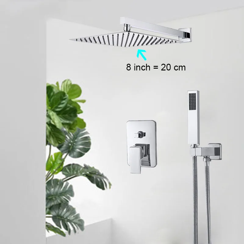 8 inch Faucet Onyzpily смеситель для душа набор дождь водопад Ванная комната душа Системы настенное крепление скрыта хром Ванна Душ grifo ducha душ - Цвет: 8 inch Faucet