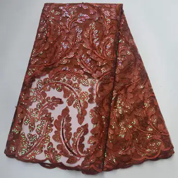 

Nigerian tulle laces Fabric 2019 African Cord Laces Fabrics With Sequins High Quality Nigerian Lace For Wedding Dress HYS011