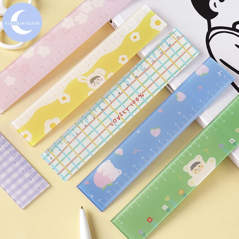 

YueGuangXia 8 Designs Colorful Lovely Easy Memo Pads Ruler Multifunction DIY Drawing Rulers Double-duty School Office Supplies