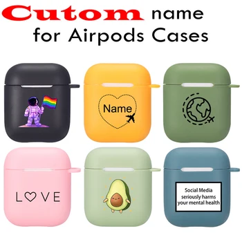 

Custom Name/Logo/Photo Case For Airpods case Silicone Protective Covers Case for Airpods Pro Case Earphone Case For Airpods 1 2