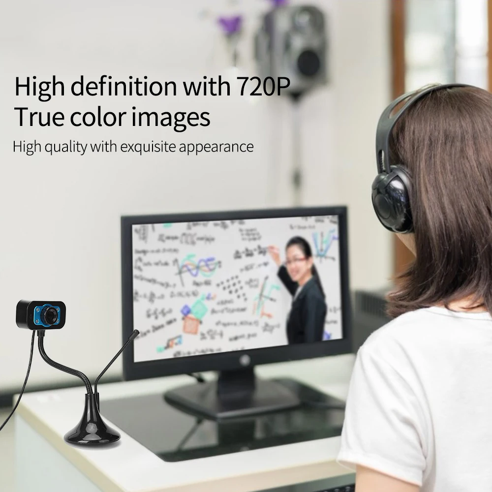Webcam HD Web Camera Built-in Microphone USB Plug Web Cam Night Vision For PC Computer Mac Laptop Desktop YouTube Skype