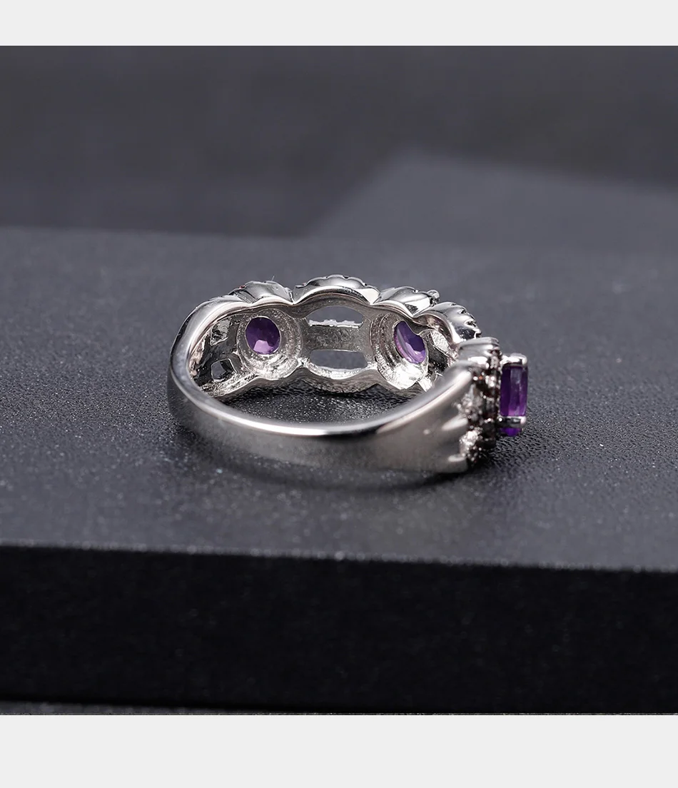 GEM'S балетное 925 пробы, Серебряное модное кольцо, 1.30Ct, натуральный аметист, кольца для женщин, свадебное ювелирное изделие