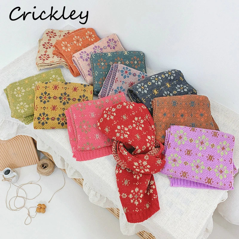 

Jacquard Weave Pattern Boys Girls Scarf Autumn Winter Knitted Kids Neckerchief Warm Soft Toddler Children Scarves 8 colors