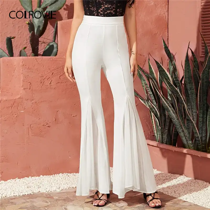 white flare leg pants