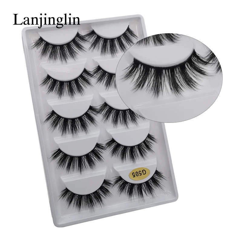 Lanjinglin, 10 коробок,, натуральные накладные ресницы, полные ресницы, искусственные 3d норковые ресницы для наращивания, макияж, Мягкие Накладные ресницы