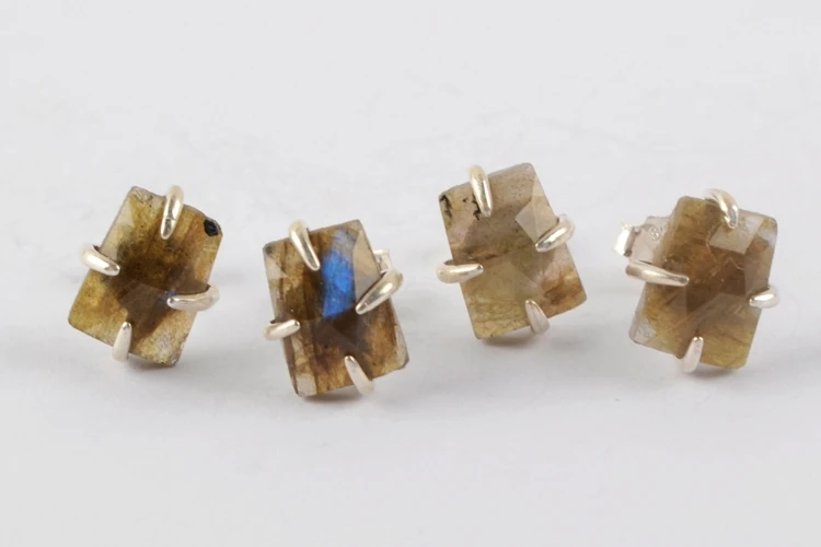 Серьги из серебра BOROSA пробы, медные бирюзовые серьги-гвоздики, серьги с кристаллами ювелирные изделия из Лабрадорита, милые женские серьги SS201