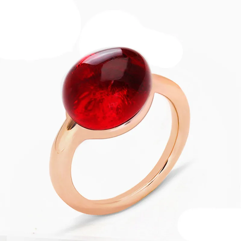 Rose gold 01 Классическое конфетное Стильное кольцо 2 цвета кольца с большими кристаллами для женщин Золотое кольцо модное ювелирное изделие - Цвет основного камня: Rose gold 01