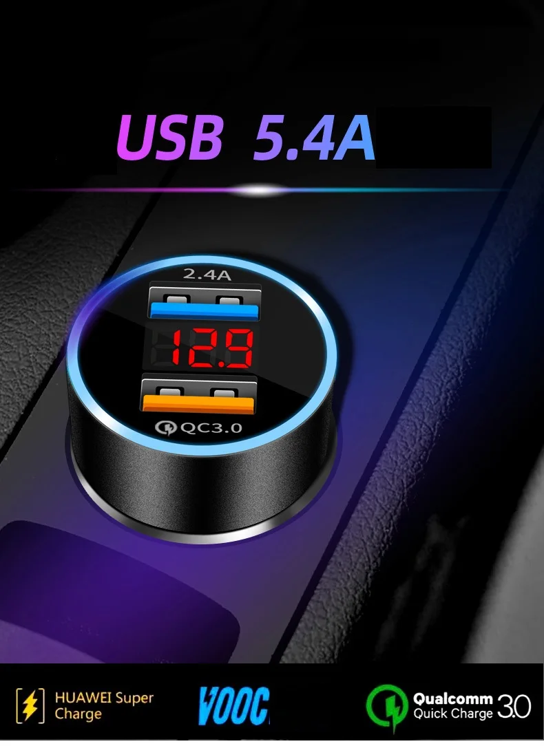 5А автомобильное двойное USB зарядное устройство Быстрая зарядка QC3.0 VOOC DASH мобильный телефон 2 порта Зарядка для iPhone samsung планшет MTK автомобильное зарядное устройство