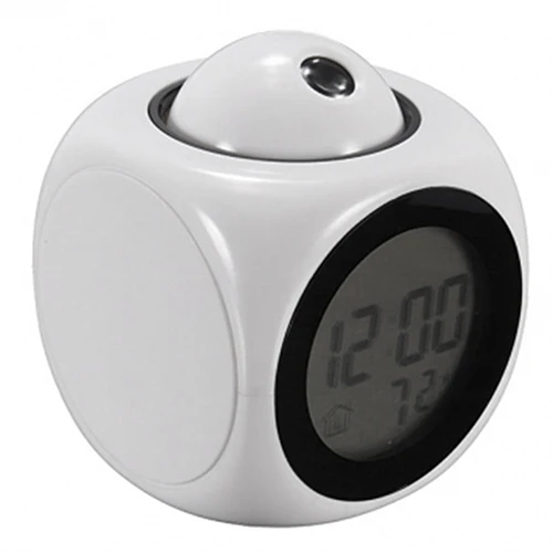 LCD Projector Digital Alarm Clock Voice LED Temperature Multi-function Clock Temperature Living Room Furniture Home Decor