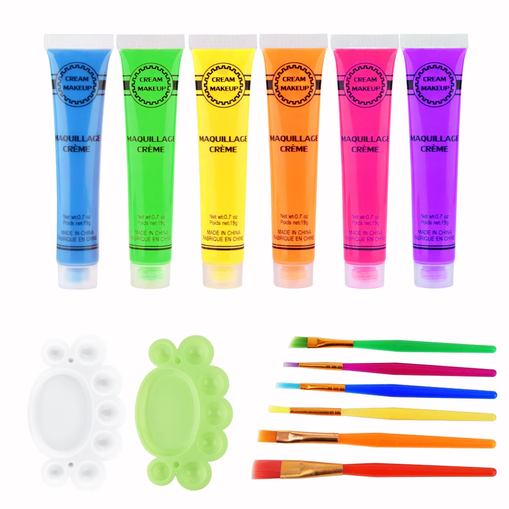 

Fluorescence Face Paint Party Halloween Makeup Tool Sets Luminous Paint Face Body Makeup Tatoo Paints For Skin Glow in the Dark
