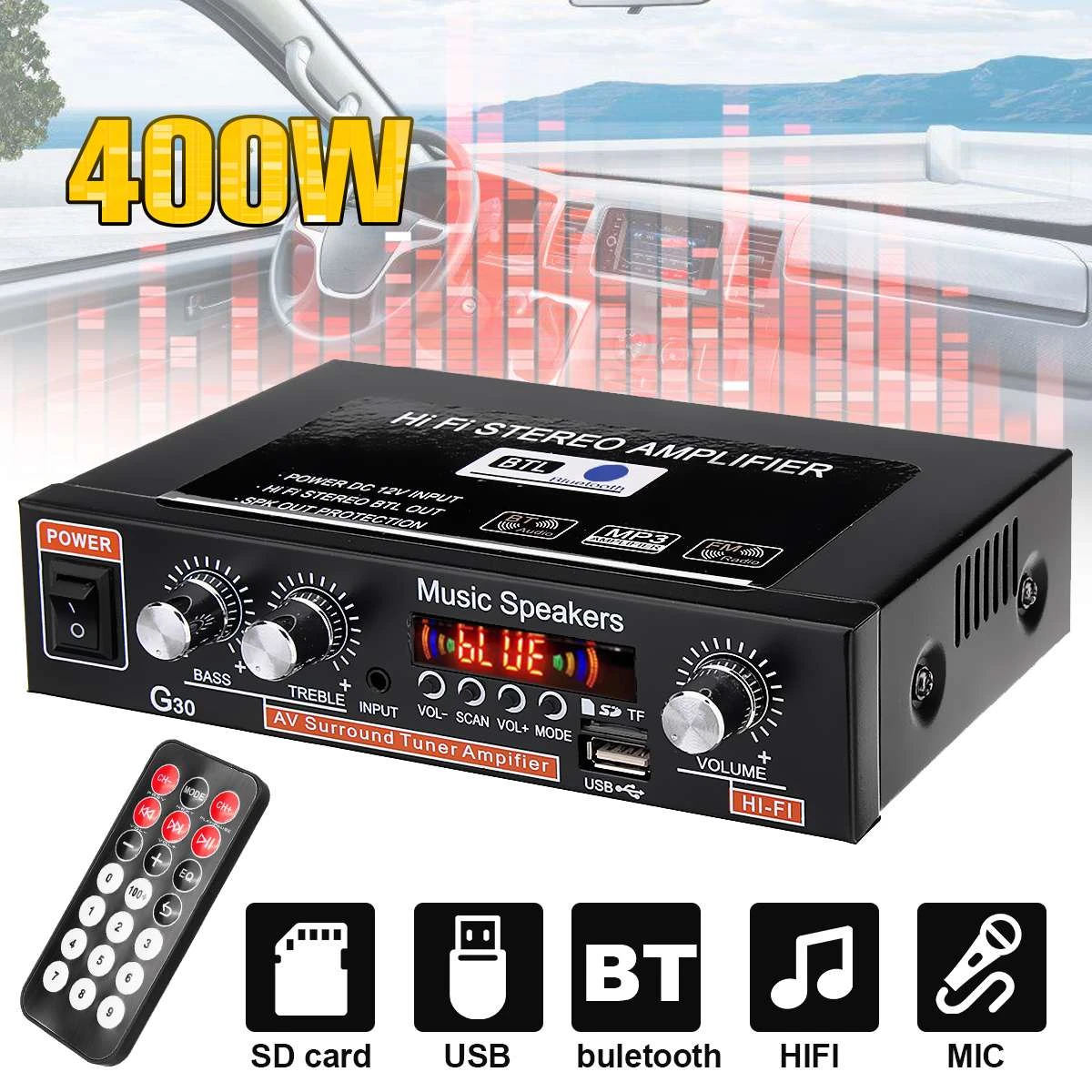 Universal G30 HIFI bluetooth Car Audio 