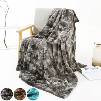 

Shaggy Soft Blanket Elegant Faux Fur Velvet Plush Bedding Sheet Double-Layer Fluffy Sofa Baby Blanket Warm Brown Gray Blue