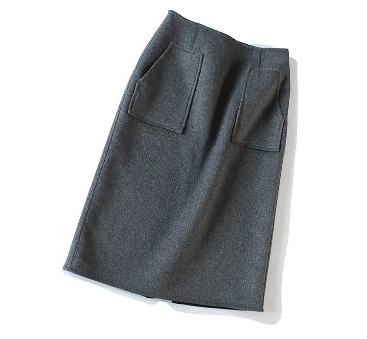 French Popular Double-Sided Double Color Wool Double-faced Woolen Goods Skirt New Style WOMEN'S Dress Autumn And Winter Woo