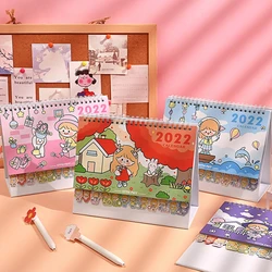 Mini calendrier de bureau créatif en dessin animé, décoration de bureau, calendrier mensuel Simple et frais, fournitures scolaires et de bureau, 2022 