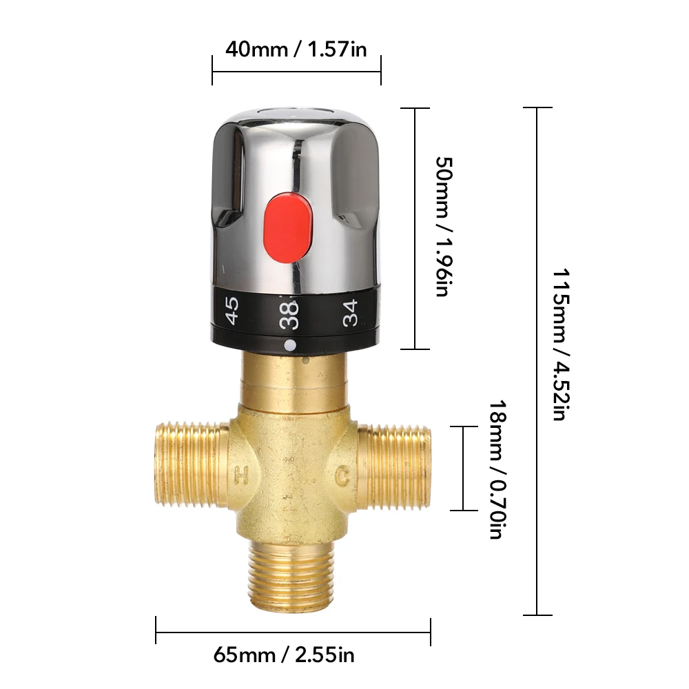

New Bathroom Adjustable Brass Thermostatic Mixing Valve Hot/Cold Water Mixing Temperature Control Valve For Home Water Heater