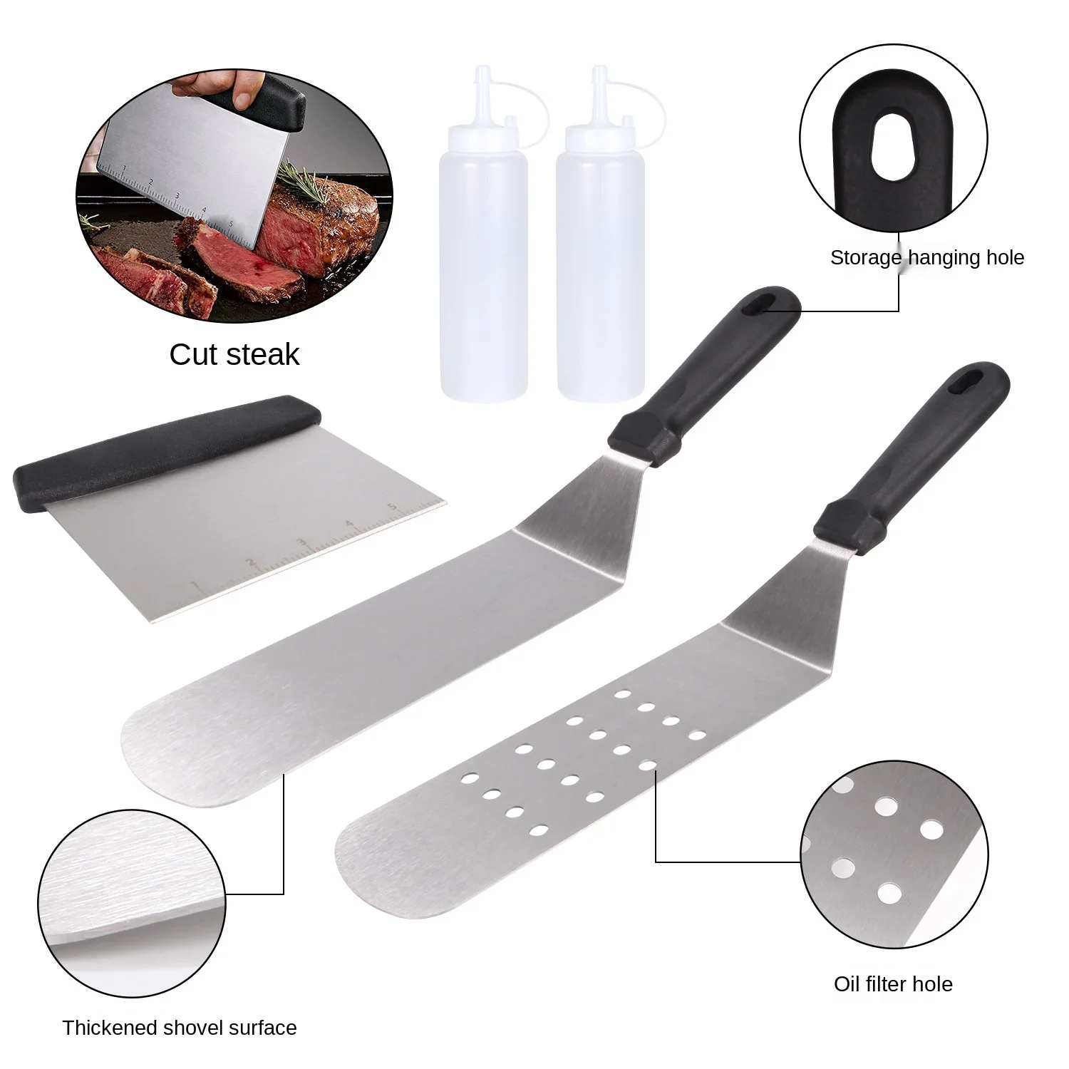 Barbecue Shovel Stainless Steel Barbecue Tools Set Cooking Shovel Plate Cooking Spatula Baking Tool