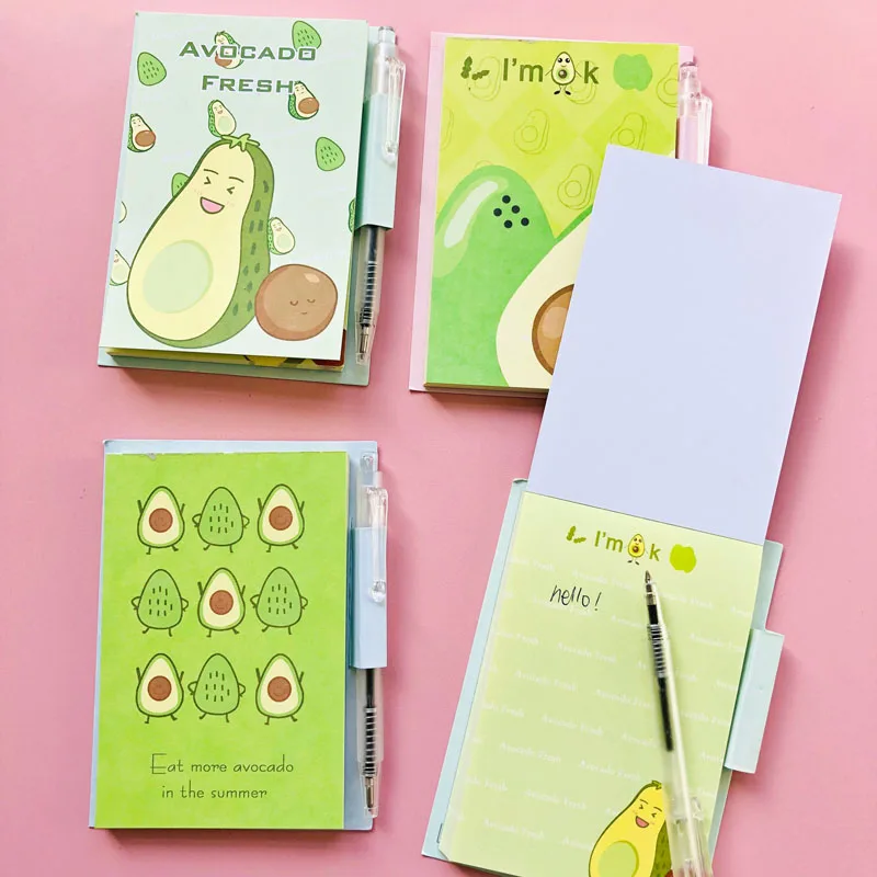 45 листов зеленый свежий авокадо портативный блокнот с Ручка канцелярия для учеников