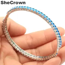 66x4 мм Блестящий фантастический голубой бирюзовый женский вечерние Серебряный браслет 7,5 дюйма