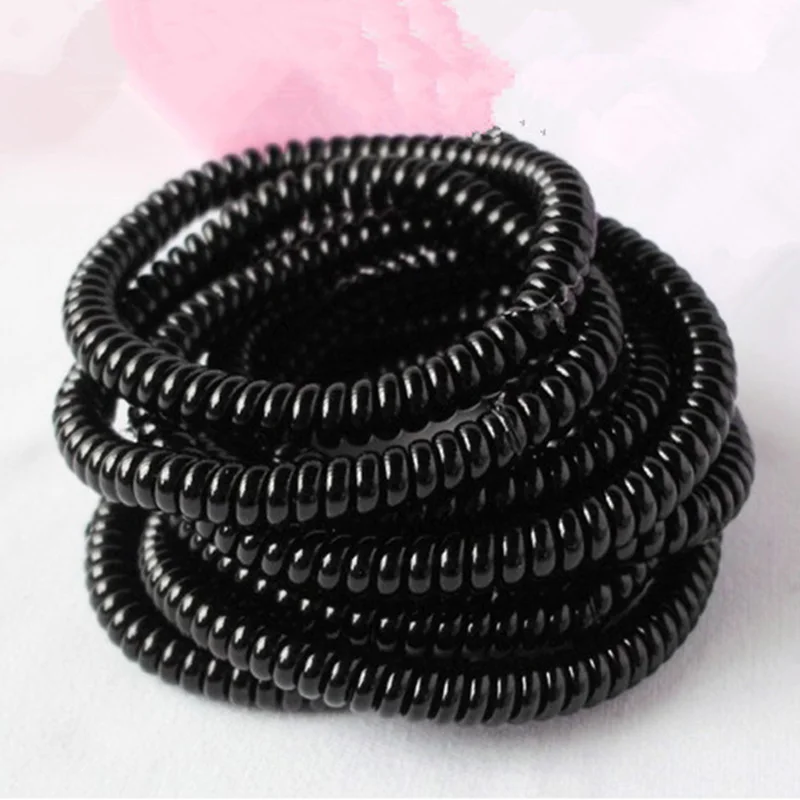 5PCS Black Резинки для волос супер тонкие женские резиновые девушки красочные пластиковые веревки леди 1 шт/5 шт телефонный провод волосы лента Новые веревки для волос - Цвет: 5PCS Black