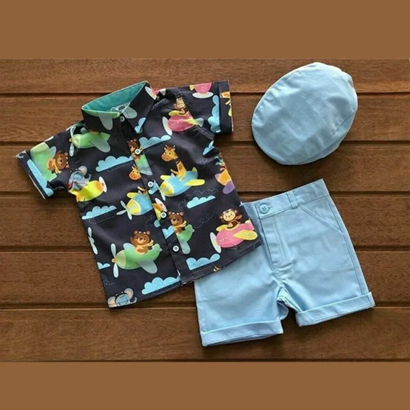Emmababy комплект из 2 предметов, комплекты для маленьких мальчиков топы с животными, футболка+ шорты штаны Одежда