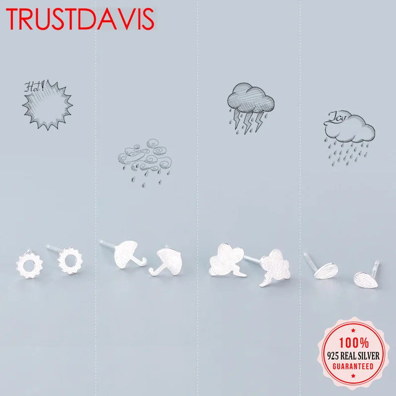 Trustdavis 100% 925 пробы серебряные серьги гвоздики ювелирные изделия защита от солнца